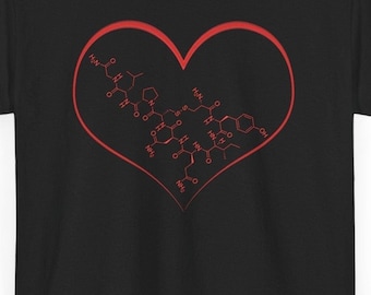 Oxytocin Molecule (Red Heart) Shirt, Love Chemistry Tee, Science T-Shirt