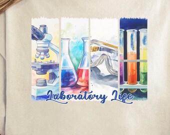 Watercolor Laboratory Life Shirt, Medical Lab TShirt, Med Tech Apparel, Scientist Fashion