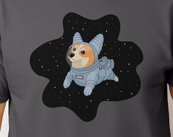 Cute Corgi Astronaut in Space Shirt,  Dog Universe Explorer TShirt, Canine Starry Sky Tee, Puppy Astronomer Fashion