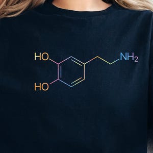 Dopamine Molecule Shirt (Colorful Rainbow), Chemistry Tee, Science T-Shirt,