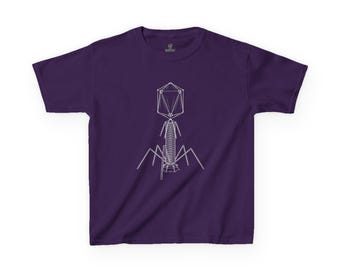Phage Virus Schematic (Kids/Youth) Shirt, Bacteriophage Microbiology Diagram Tee, Virology Science T-Shirt