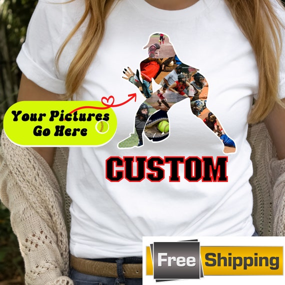 Custom Softball Player Photo Shirt - Personalized Image Tee for Athletes, Unique Portrait Gift, Tailored Apparel for Fans and Players