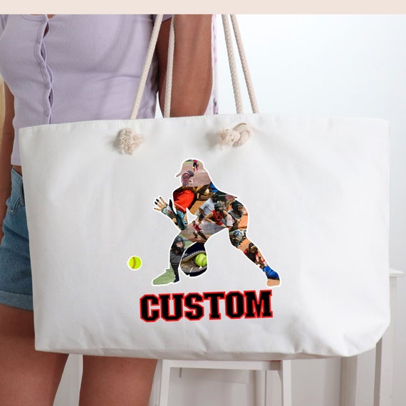 Personalized Sports Canvas Weekender Bag | Sport Mom Bag | Custom Canvas Bag | Weekender Bag with Monogram | Softball Weekender Bag for Mom