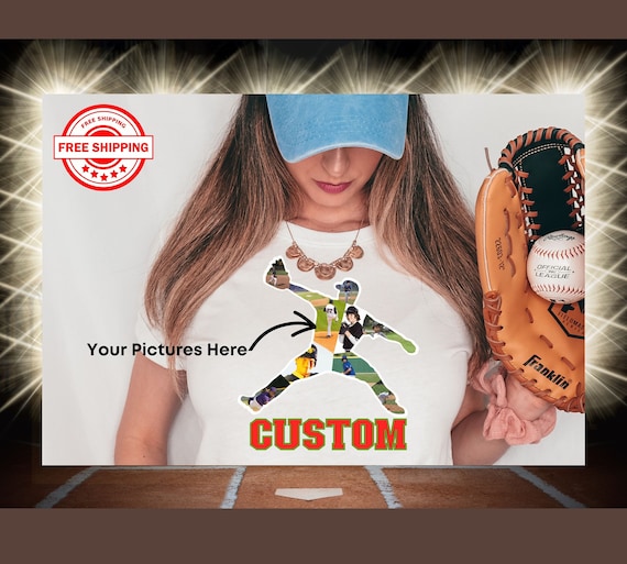 Personalized Baseball Collage Picture Shirt | Personalized T-Shirt | Custom Sport Shirt For Baseball Mom | Photo shirt for Coach