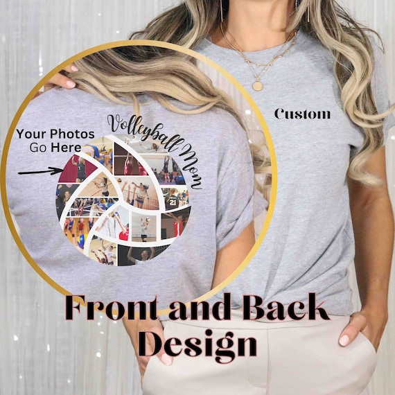 Custom Volleyball Mom Shirt with Photo, Name & Number, Front and Back Print, Personalized Girls Volleyball Team Shirt, Game Day Gift