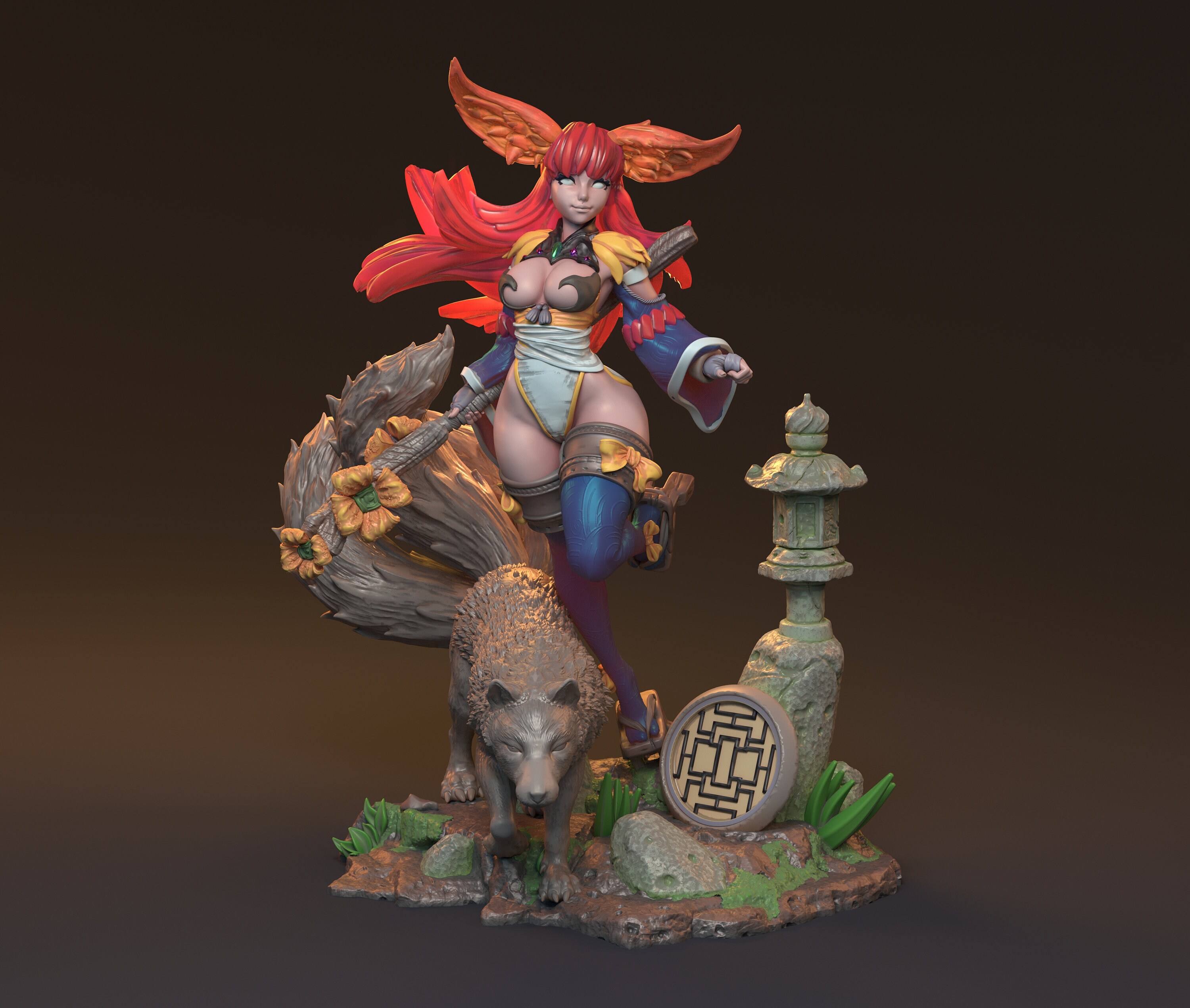 Moriko the Foxgirl Brawler  Tabletop Model  Miniature Figurine Mythreal  Games - Etsy