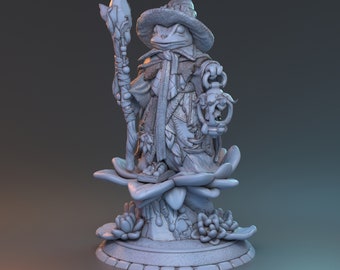 Zee the Frog Wizard / Modelo de mesa / Figura en miniatura / MythReal Games