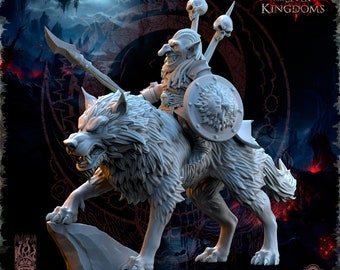Mortus the Goblin Warlord on Wolf / Tabletop Model / Wargaming Miniature | The Beholder Miniatures