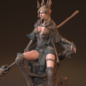 Aelet Paktin, Elven Druid / Tabletop Model / Miniature Figurine | MythReal Games