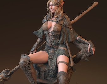 Aelet Paktin, Elven Druid / Tabletop Model / Miniature Figurine | MythReal Games