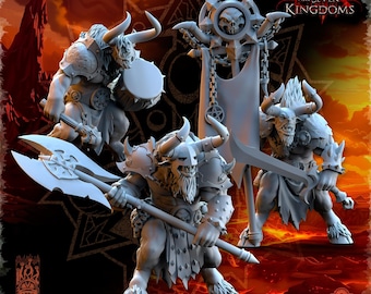 Chaotic Minotaur Command Squad / Model stołowy / Miniatura do gier wojennych | The Beholder Miniature