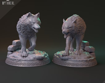 Kalt and Kaz the Wolves / Tabltop Model / Miniature Figurine | MythReal Games