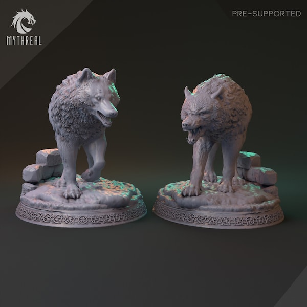 Kalt and Kaz the Wolves / Tabltop Model / Miniature Figurine | MythReal Games