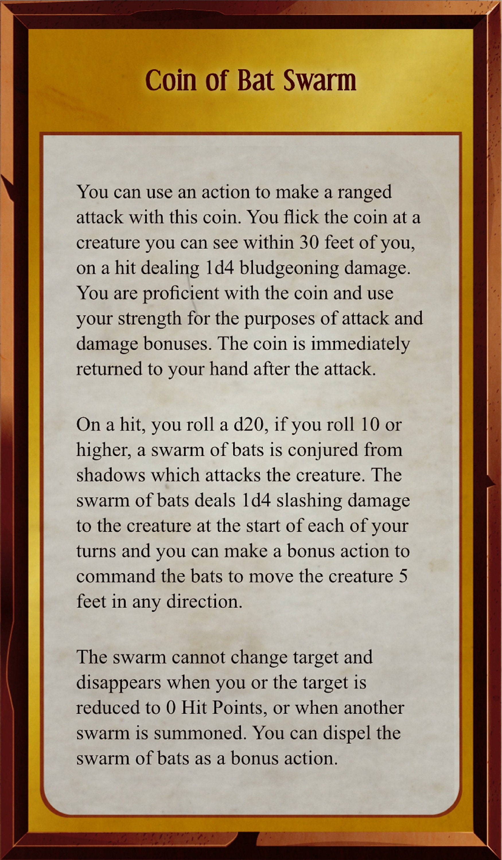 バットスウォームのコイン / 卓上小道具 / 共同プレイ小道具 | 小道具とその先 - Etsy 日本