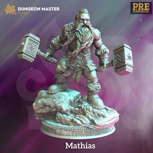Mathias the Dwarf Barbarian / Tabletop Model / Miniature Figurine | DM Stash