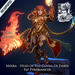 Moira the Elven Pyromancer / Tabletop Model / Miniature Figurine | Ronin Arts Workshop