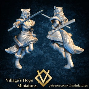 Winter Kitsune Samurai / Tabletop Model / Miniature Figurine | Village&#39;s Hope Miniatures