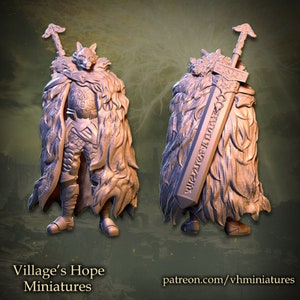 Half-Wolf Warrior / Tabletop Model / Miniature Figurine | Village&#39;s Hope Miniatures