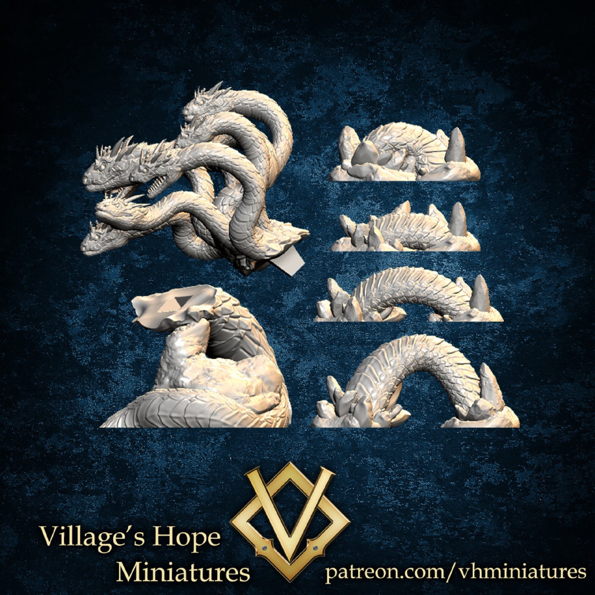 Yamata No Orochi the Eight Headed Serpent / Tabletop Model