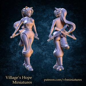 Fox Girl Kunoichi / Tabletop Model / Miniature Figurine | Village&#39;s Hope Miniatures