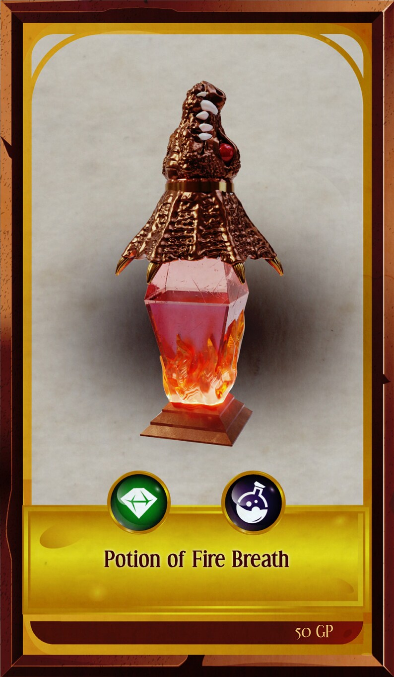 Potion of Dragon Breath / Tabletop Prop / Cosplay Prop Props Etsy