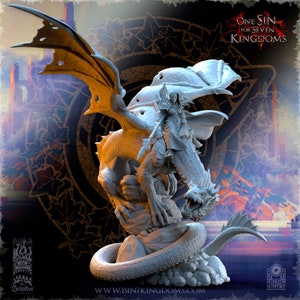 Ynariel the Elven Princess on Dragon / Tabletop Model / Wargaming Miniature | The Beholder Miniatures