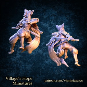 Wolf Girl Kunoichi / Tabletop Model / Miniature Figurine | Village&#39;s Hope Miniatures