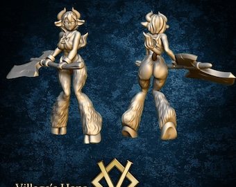Minotaur Girl / Tabletop Model / Miniature Figurine | Village&#39;s Hope Miniatures