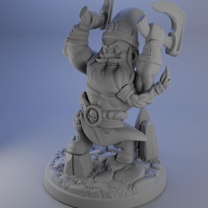 Buff el gnomo bárbaro / Modelo de mesa / Figura en miniatura / Miniaturas de la diosa gemela