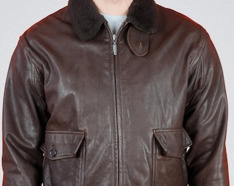 Vintage 1990s Aeropostale Olde Hide House Leather Bomber Jacket Vintage 1990s Aeropostale Olde Hide House Leather Bomber Jacket