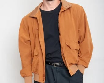 Vintage Suede Leather Jacket – 80s Brown Bomber Suede Jacket