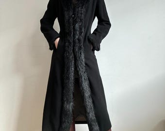 Women Penny Lane Coat – Afghan Coat 70s Shearling Coat – Longline Boho Winter Black Sheepskin Coat