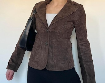 Blazer vintage de camurça marrom – Casaco de camurça sob medida feminino