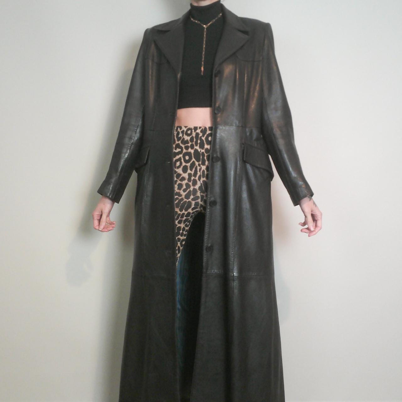 ジャケット・アウター 1990sArchive  Super Long Coat Womens Leather Coat Long S-M-L-XL Black SOFT Lambskin