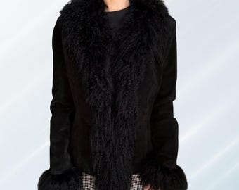 Vintage 70s Afghan Coat: Genuine Shearling & Mongolian Lamb Fur Trim