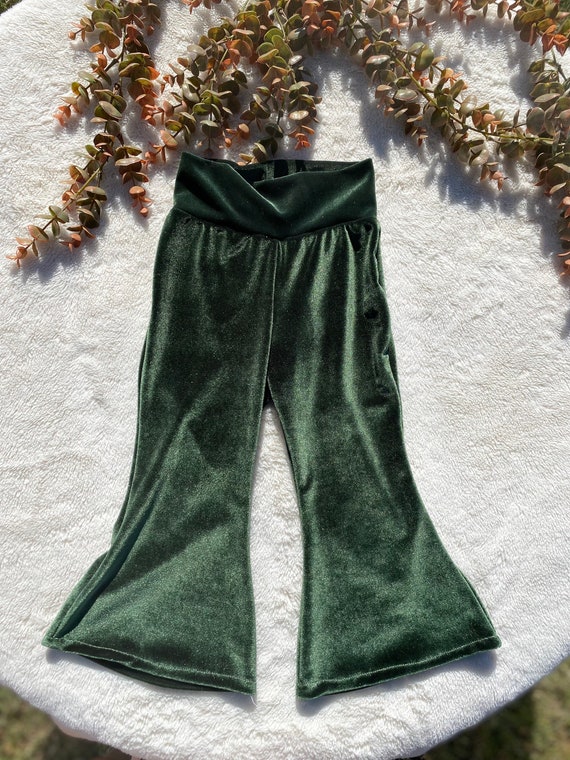 Green Velvet Bell Bottoms Baby Bell Bottoms Toddler Bell Etsy