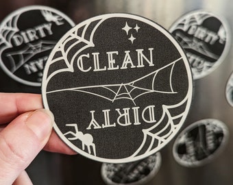 Dishwasher Magnet - Clean/Dirty - Spooky Style - Holographic or Matte - Flexible & Durable - Halloween - Spider - Kitchen Decor
