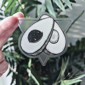 Sticker - &quot;Cosmocado&quot; - Hand Drawn - Waterproof - Clear Sticker - Avocado Stickers - Cute - Minimalist - Water Bottle Laptop Decal - Food