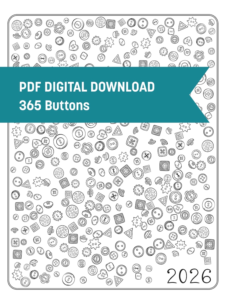 365 Buttons Coloring Page Digital Download - Etsy