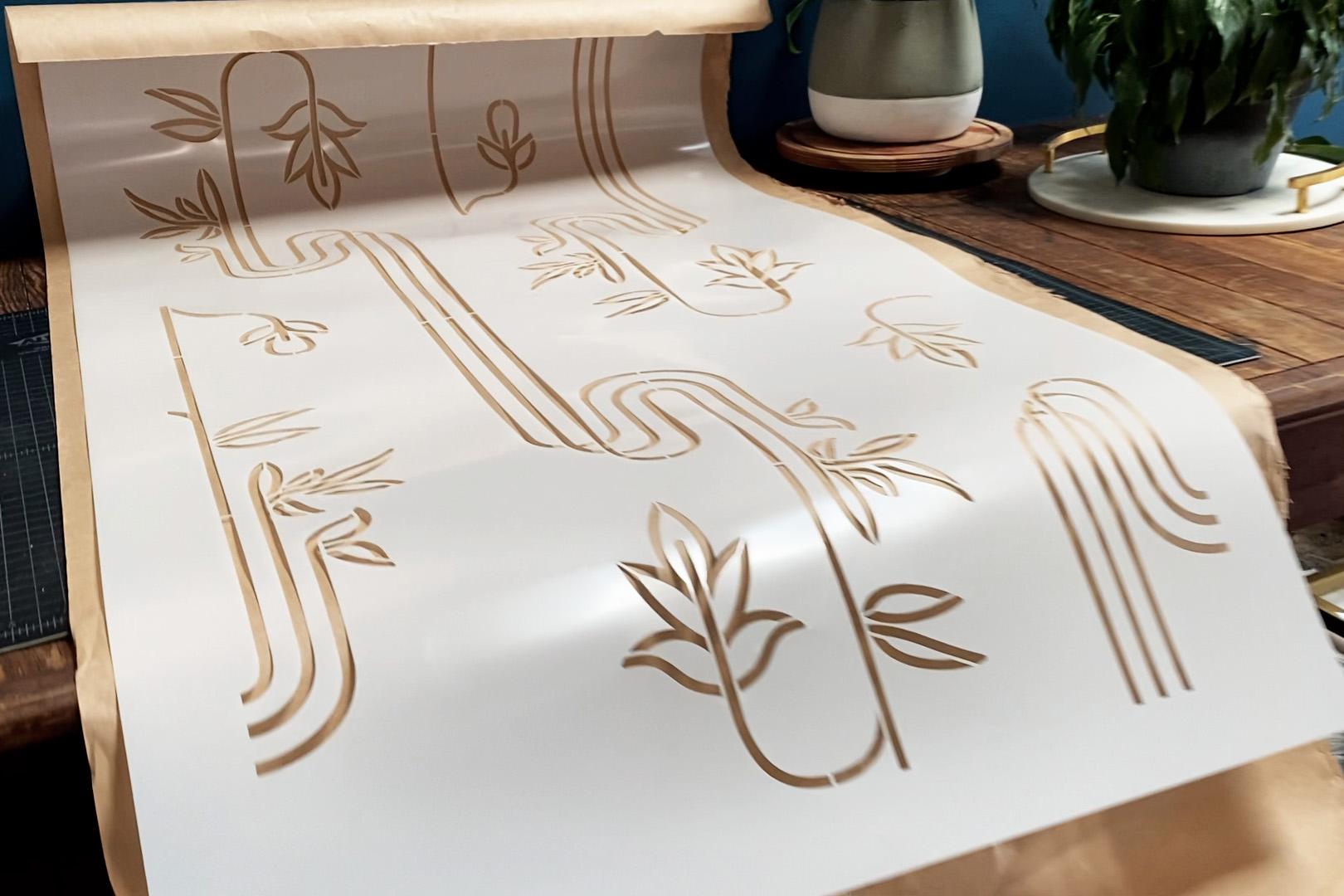 Retro Nouveau Repeating Pattern Stencil - Etsy