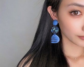 Clip On Earrings, Hoop Earrings, Geometric Earrings, Circle Earrings, Resin Jewelry, Modern Earrings, Gift for Her.