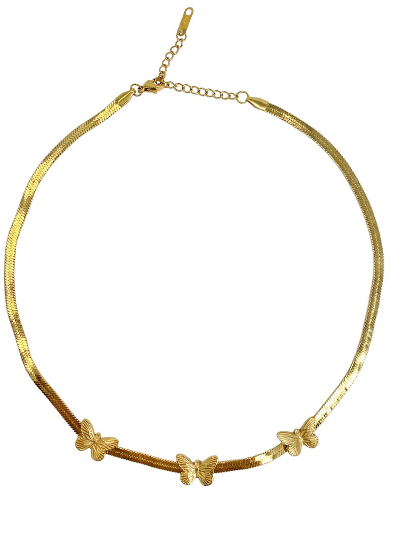 Flutterby Butterfly Necklace in Gold-Platwed Steel