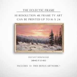 Sunset Winter Landscape Frame TV Art, Mountains Sunset Digital Download Art for Frame TV, Desktop Wallpaper | TV112