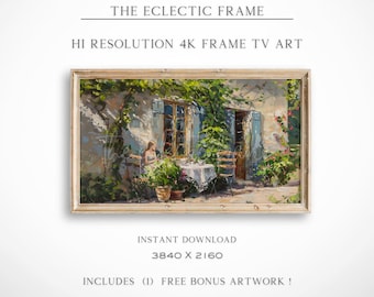 Paris Cafe Frame TV Digital Oil Painting, French Landscape Wall Art, Desktop Wallpaper, Spring Frame TV Art | TV264