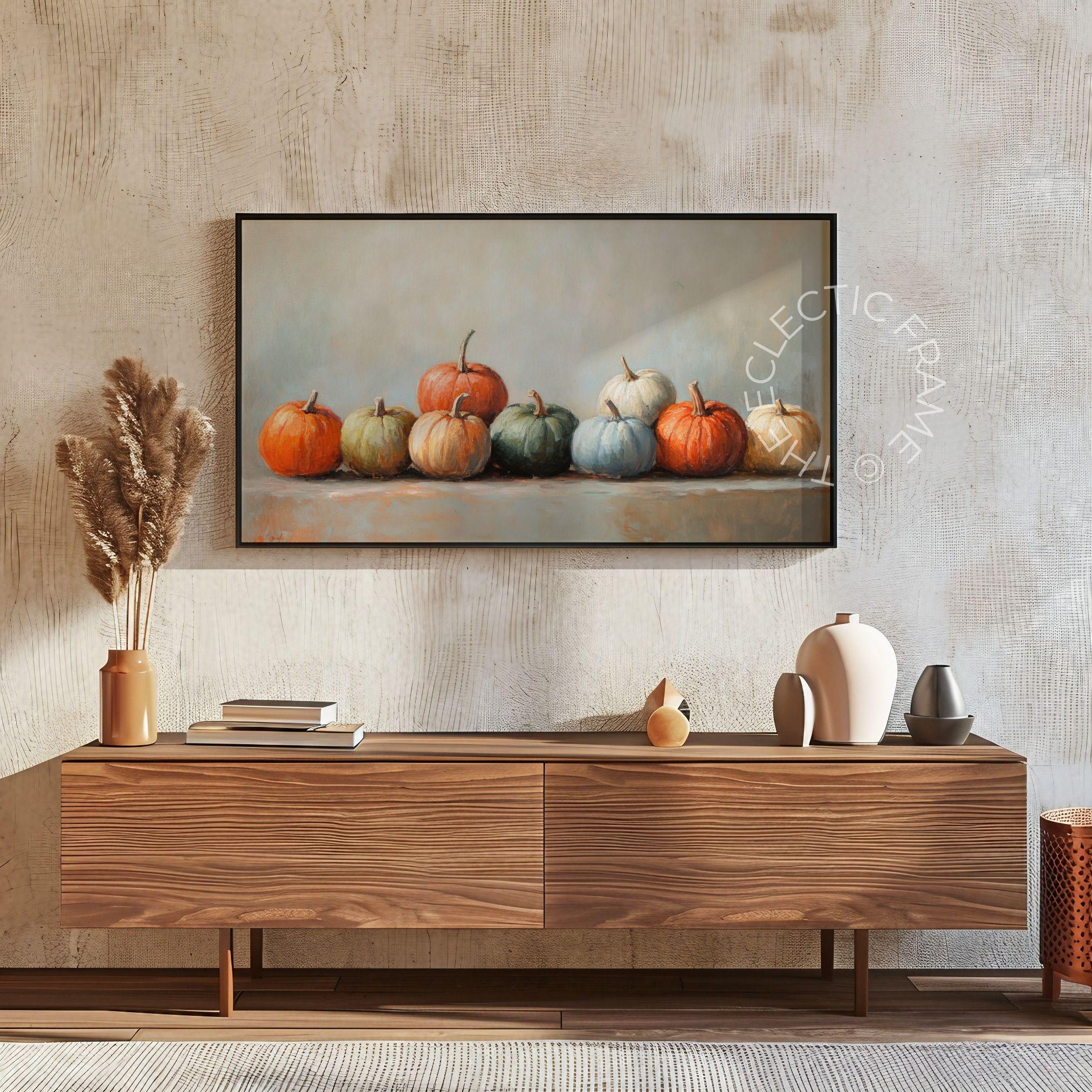 Fall Tv Screen Fall Frame TV Art Digital Download, Colorful Pumpkins Painting TV ...