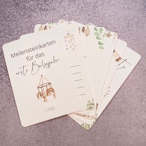 Meilensteinkarten für das erste Babyjahr // Geschenk zur Geburt/Babyparty/Schwangerschaft/Baby DIN A6