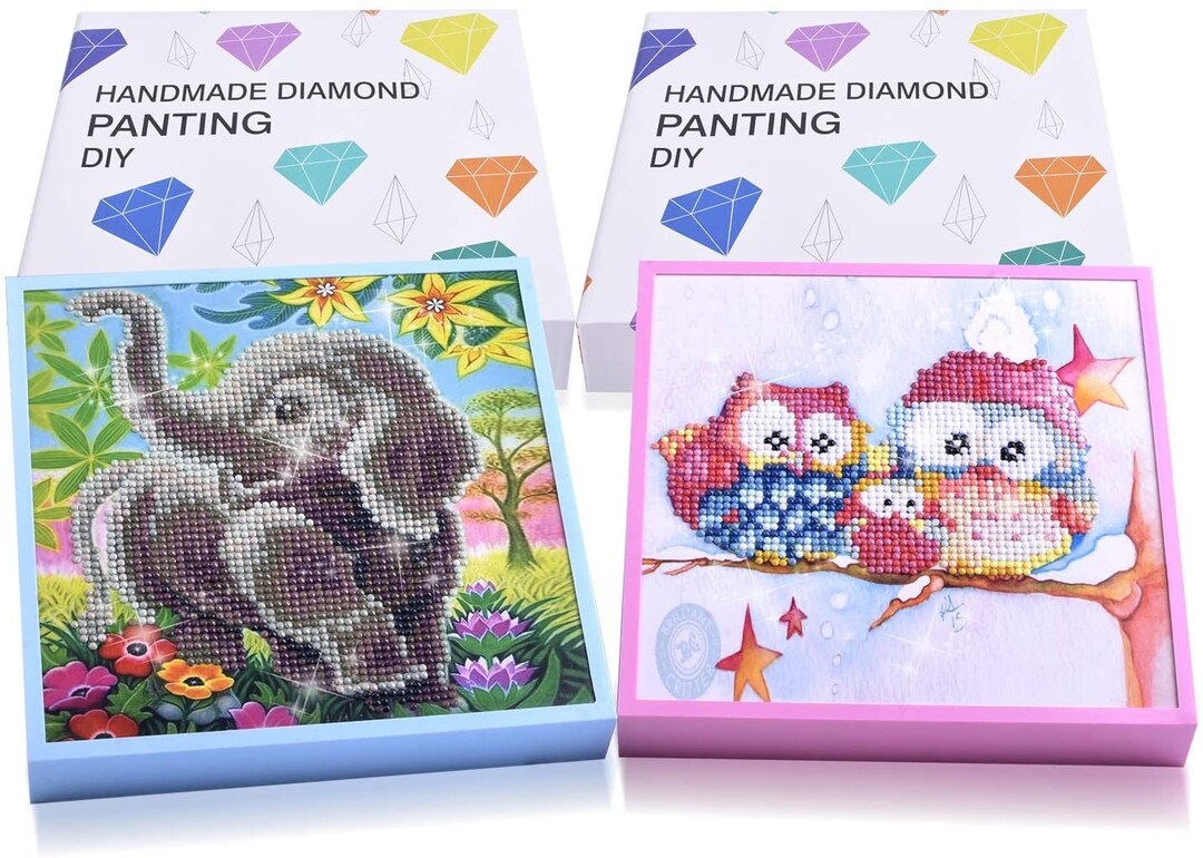 Kids 5d Diamond Art Painting Kits With Wooden Frame Painting Diy Craft Home  Wall Decor Xmas Gifts