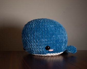 Chubby Whale Plushie - Crochet - Made to Order