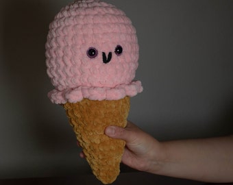 Ice Cream Cone Plushie - Crocheted - Made to Order