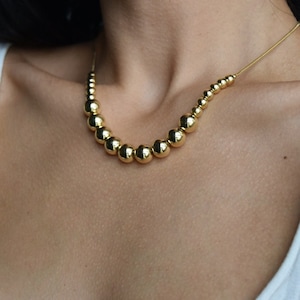 Beads Chain Necklace, 18K Gold Filled, Layering Gold Chain Necklace, Beaded Necklace, Chunky Necklace, Thick Necklace, Statement Jewelry